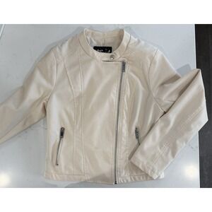 B Sweet Clothing Co. faux leather jacket Size MED‎ EUC CREAM COLOR SPRING JACKET